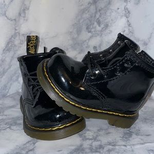 Infant Black Leather Dr Martens